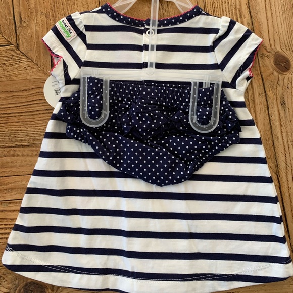 Girls matching set white and navy striped - Picture 2 of 2